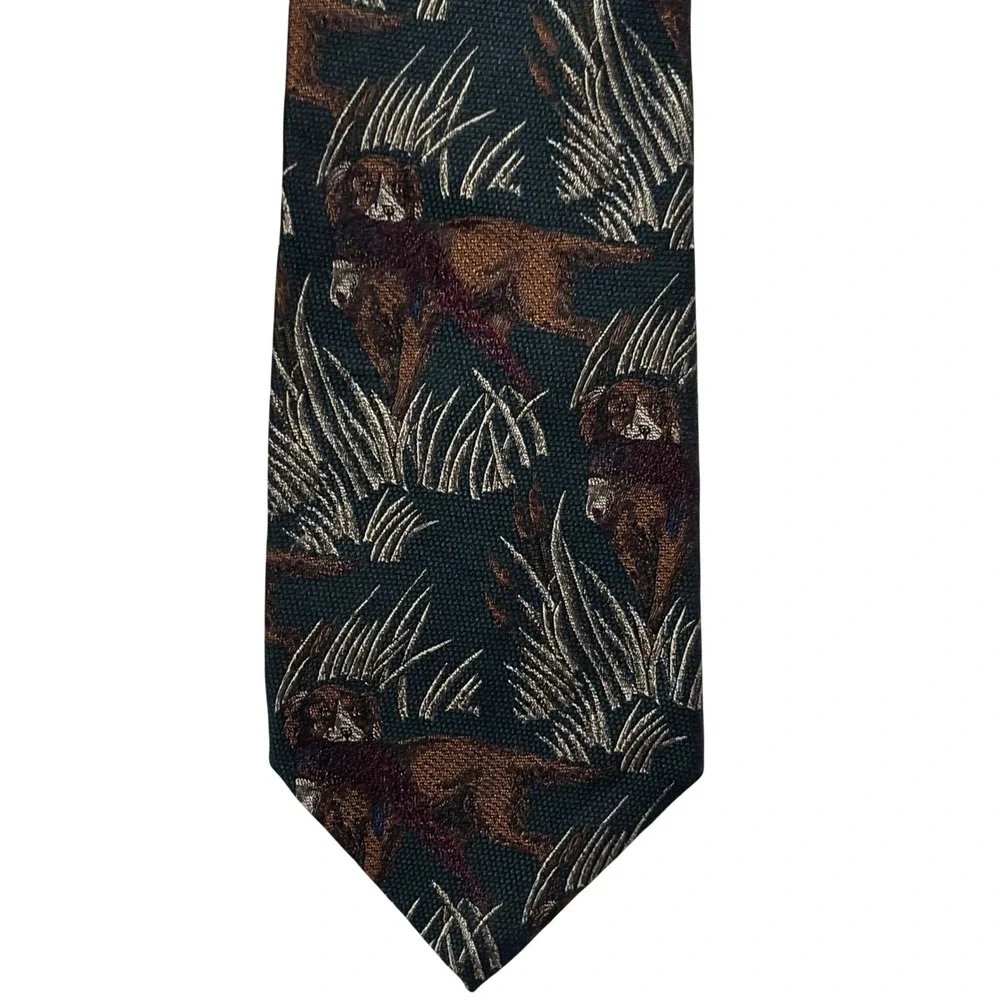 City of London Ferrell Reed Tie Hunting Dog Spaniel Green England equestrian
